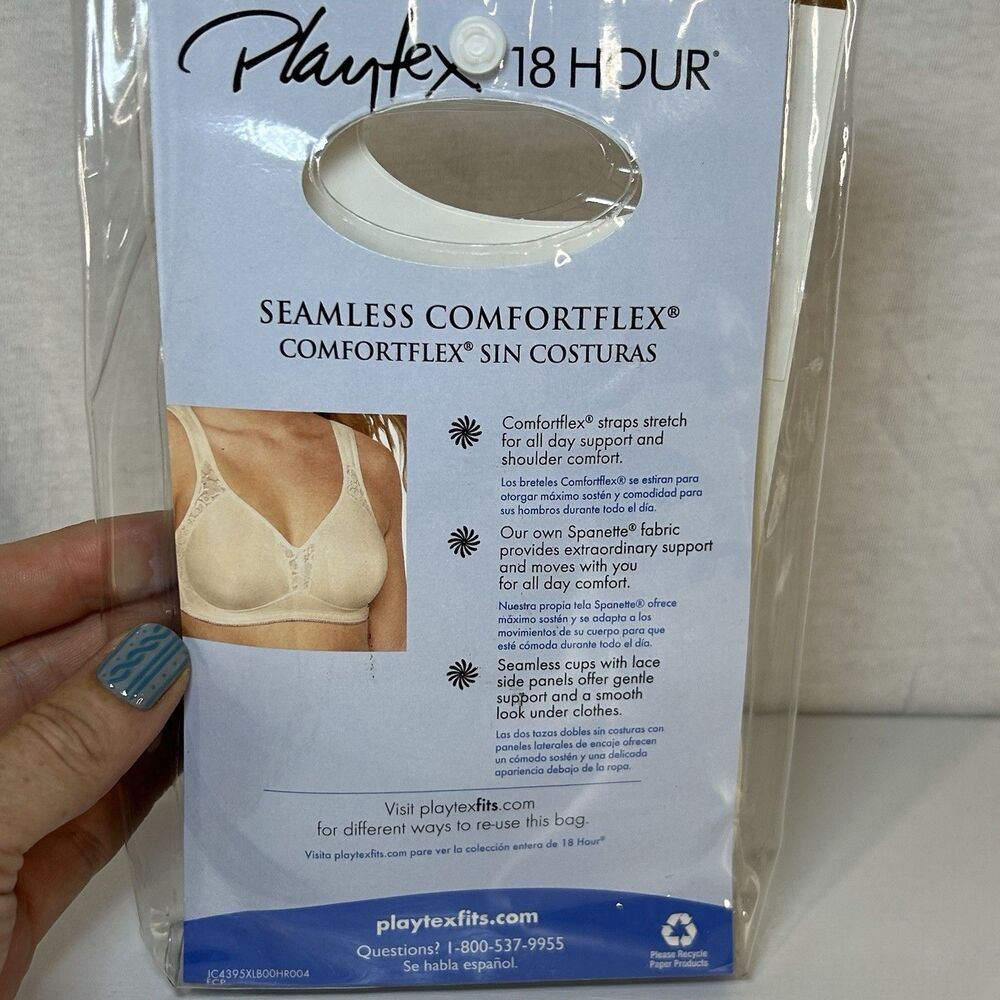 Playtex 18 Hour All-Around Smoothing Wirefree Bra-4395 Beige 34C NIP - Picture 2 of 5